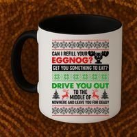 Funny Can I Refill Your Eggnog? Ugly Christmas Sweater Coffee Mug thumb 2