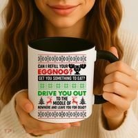 Funny Can I Refill Your Eggnog? Ugly Christmas Sweater Coffee Mug thumb 3
