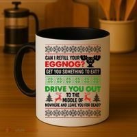 Funny Can I Refill Your Eggnog? Ugly Christmas Sweater Coffee Mug thumb 4
