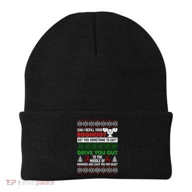 Funny Can I Refill Your Eggnog? Ugly Christmas Sweater Beanie