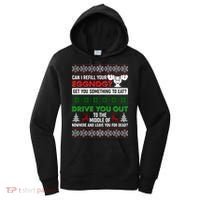 Funny Can I Refill Your Eggnog? Ugly Christmas Sweater Women's Hoodie thumb 0