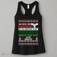 Funny Can I Refill Your Eggnog? Ugly Christmas Sweater Women's Tank Top thumb 3
