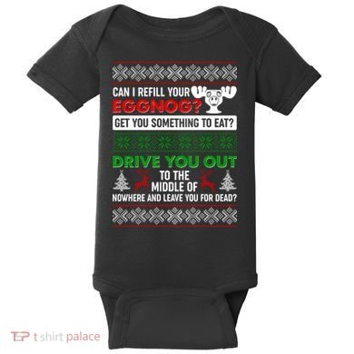 Funny Can I Refill Your Eggnog? Ugly Christmas Sweater Baby Bodysuit