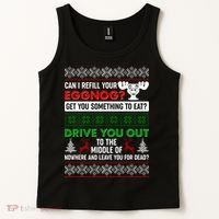 Funny Can I Refill Your Eggnog? Ugly Christmas Sweater Tank Top thumb 2