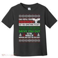 Funny Can I Refill Your Eggnog? Ugly Christmas Sweater Toddler T-Shirt thumb 0