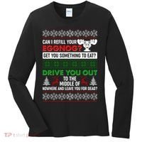 Funny Can I Refill Your Eggnog? Ugly Christmas Sweater Women's Long Sleeve Shirt thumb 0