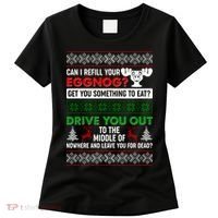 Funny Can I Refill Your Eggnog? Ugly Christmas Sweater Women's T-Shirt thumb 0
