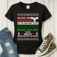 Funny Can I Refill Your Eggnog? Ugly Christmas Sweater Women's T-Shirt thumb 3
