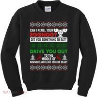 Funny Can I Refill Your Eggnog? Ugly Christmas Sweater Kids Sweatshirt thumb 0