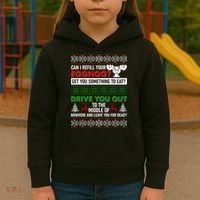 Funny Can I Refill Your Eggnog? Ugly Christmas Sweater Kids Hoodie thumb 3