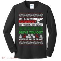 Funny Can I Refill Your Eggnog? Ugly Christmas Sweater Kids Long Sleeve Shirt thumb 0