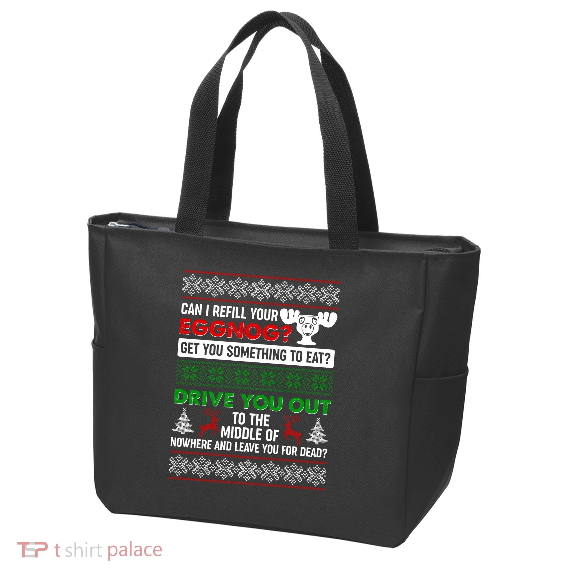 Funny Can I Refill Your Eggnog? Ugly Christmas Sweater Tote Bag