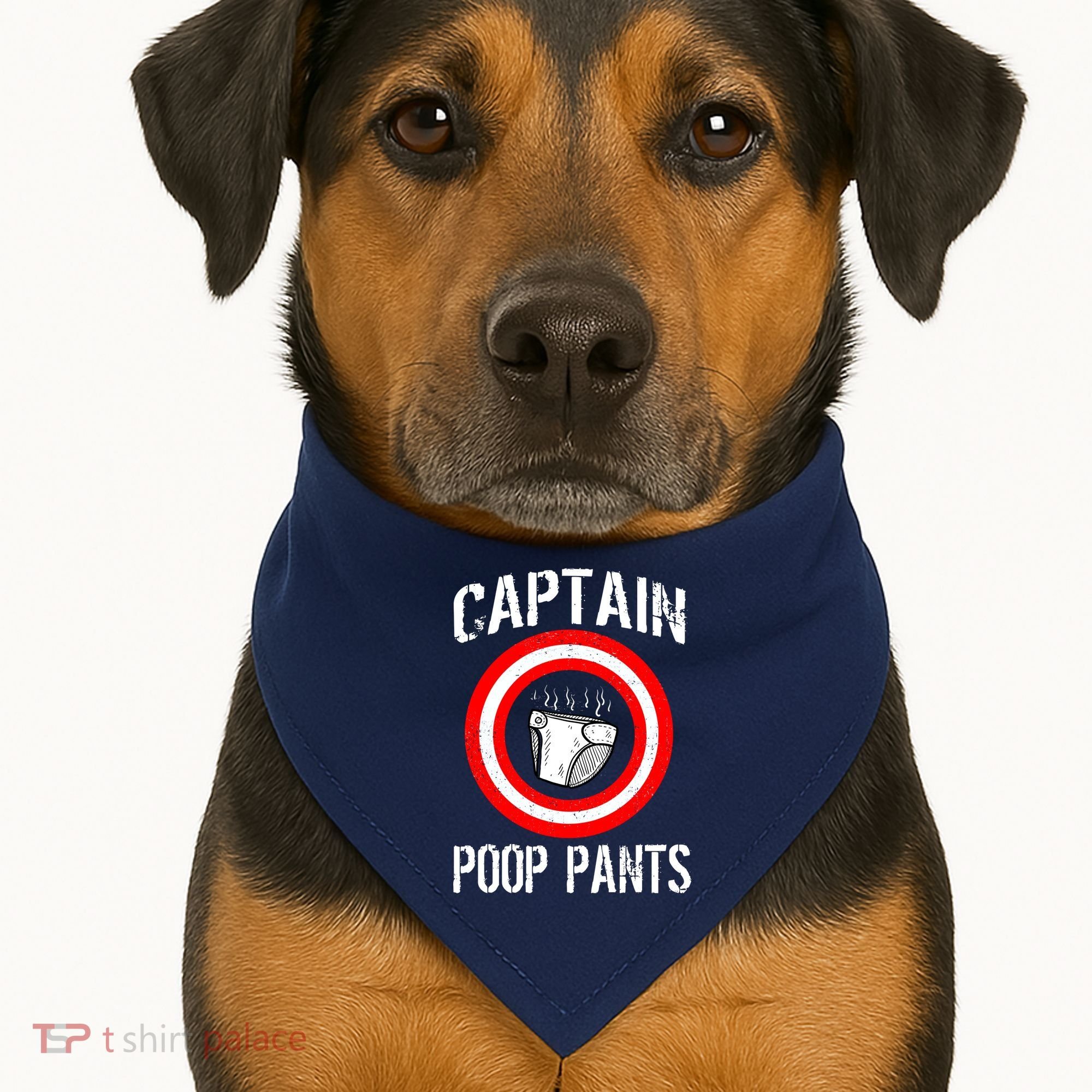 Funny Captain Poop Pants USA-Made Doggie Bandana