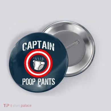Funny Captain Poop Pants Button