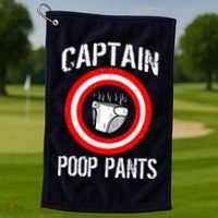 Funny Captain Poop Pants Golf Towel thumb 1