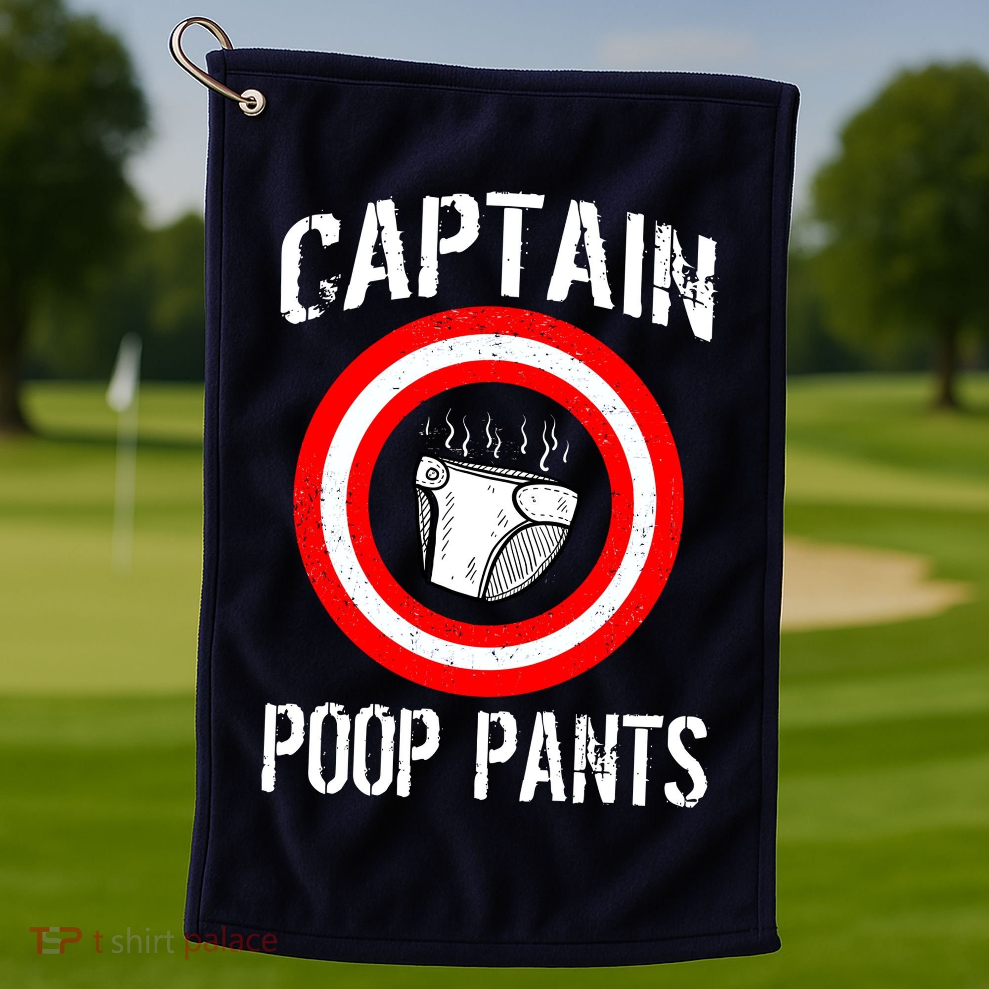 Funny Captain Poop Pants Golf Towel