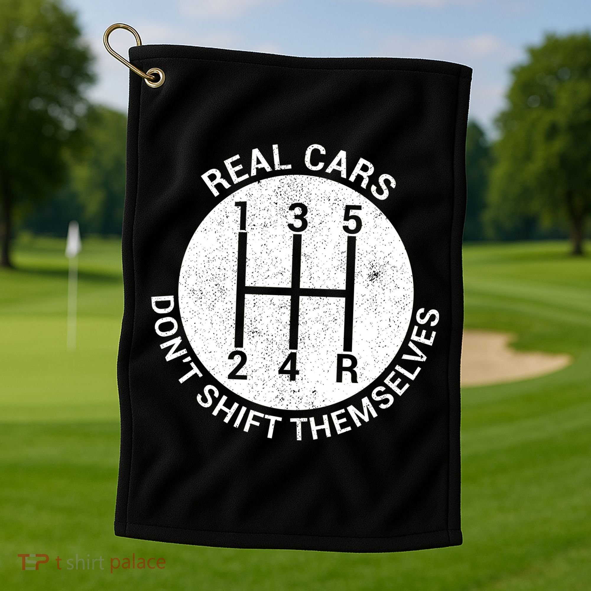Funny Car Stick Shift Golf Towel
