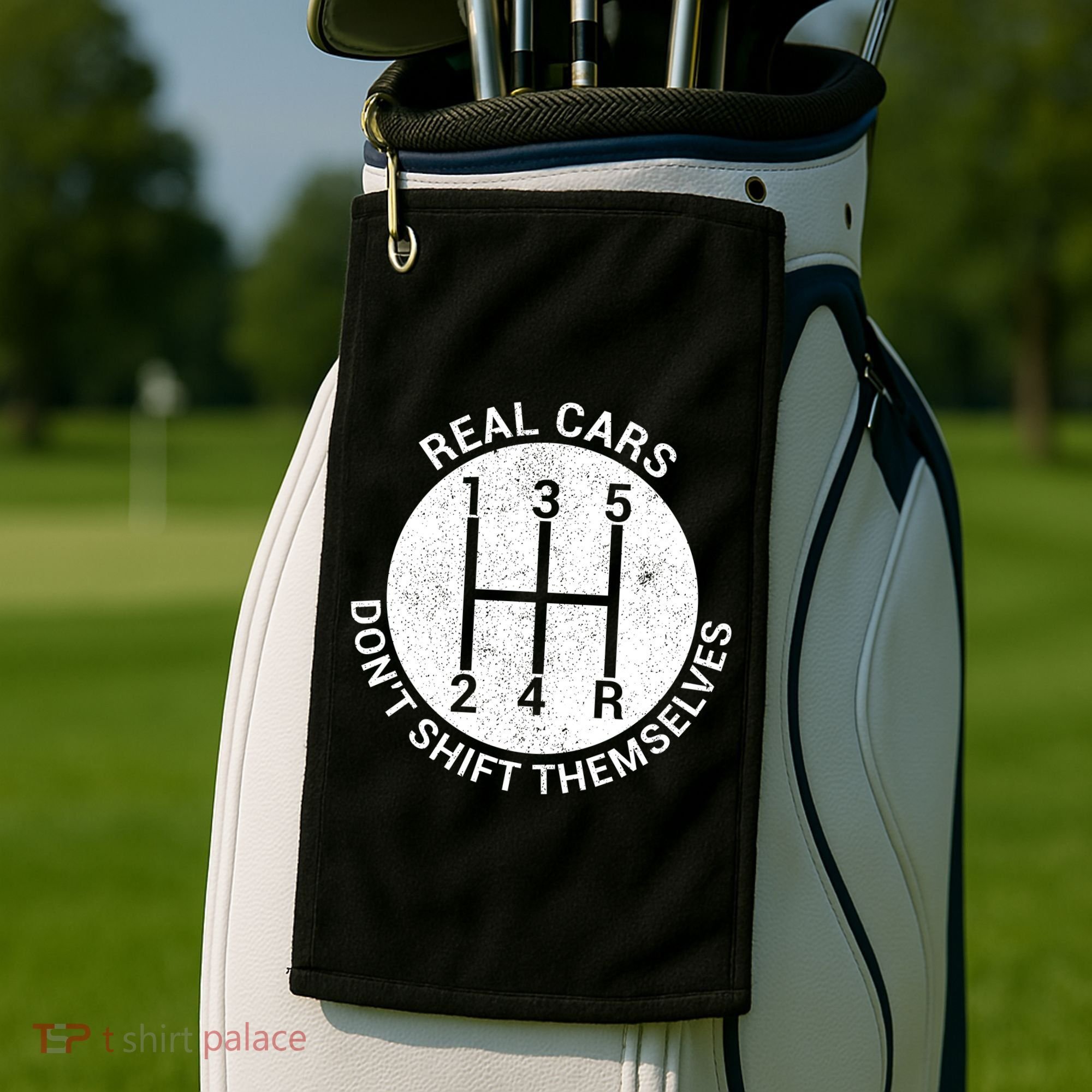 Funny Car Stick Shift Golf Towel