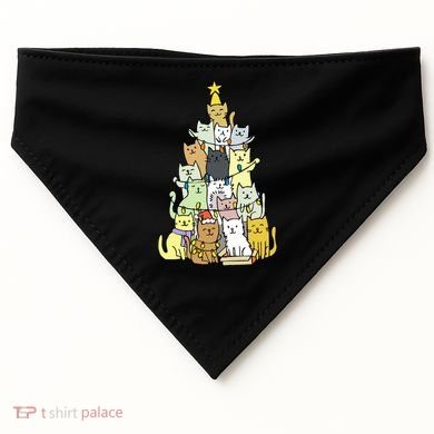 Funny Cat Christmas Tree USA-Made Doggie Bandana