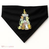 Funny Cat Christmas Tree USA-Made Doggie Bandana thumb 0