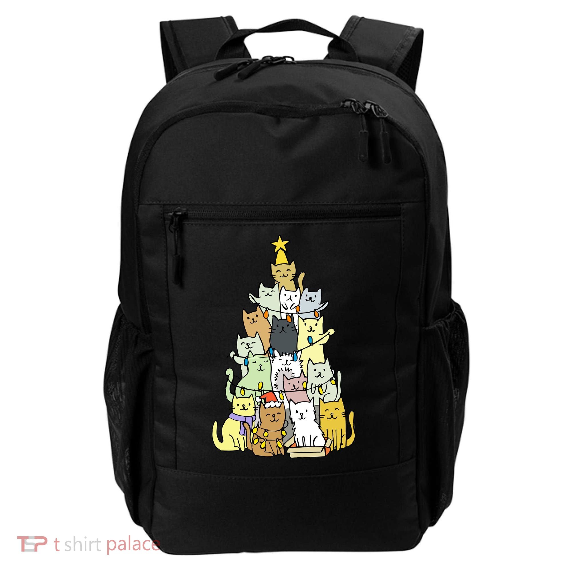 Funny Cat Christmas Tree Backpack