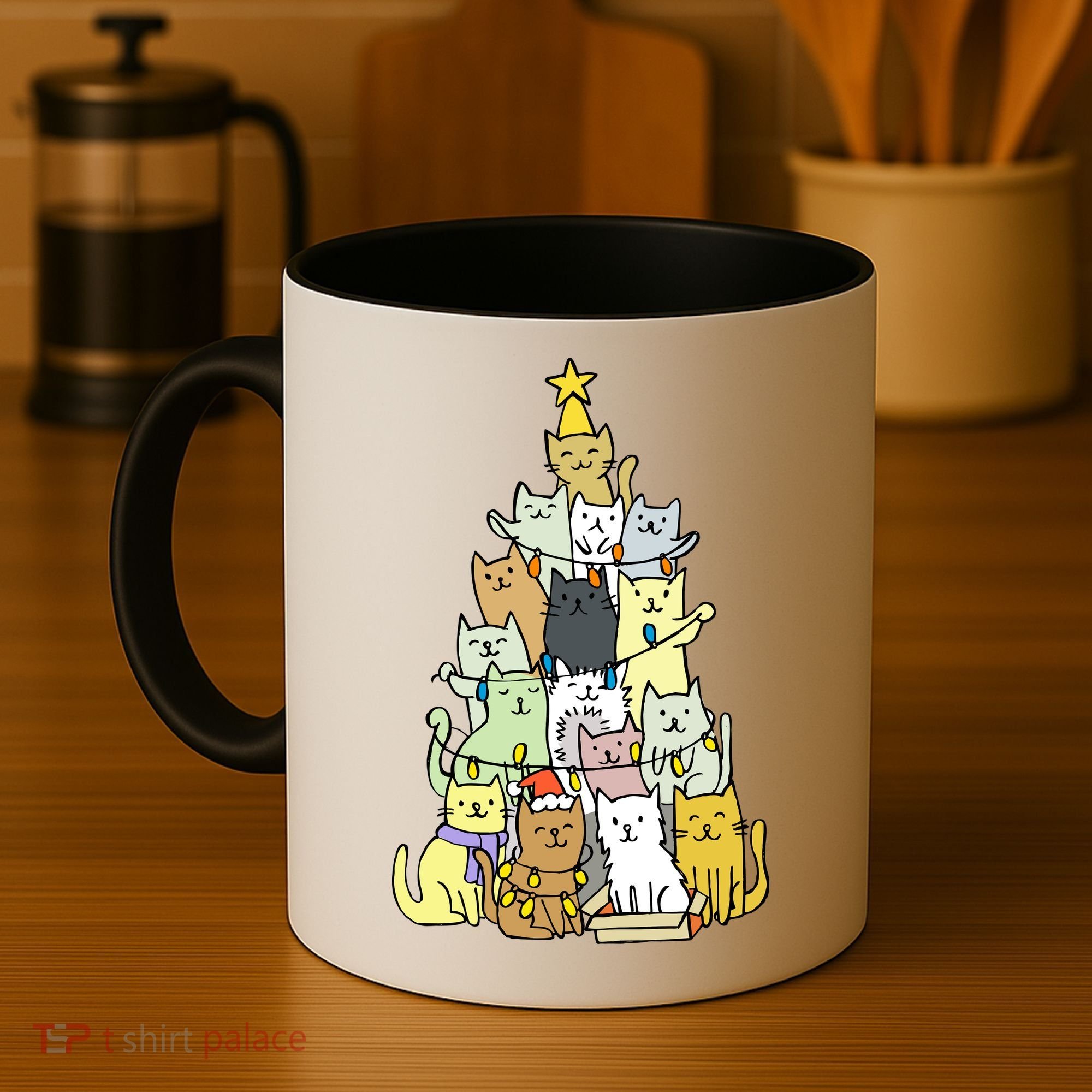 Funny Cat Christmas Tree Coffee Mug