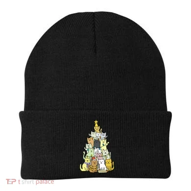 Funny Cat Christmas Tree Beanie