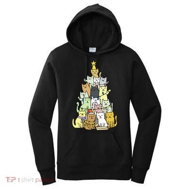 Funny Cat Christmas Tree Women's Hoodie