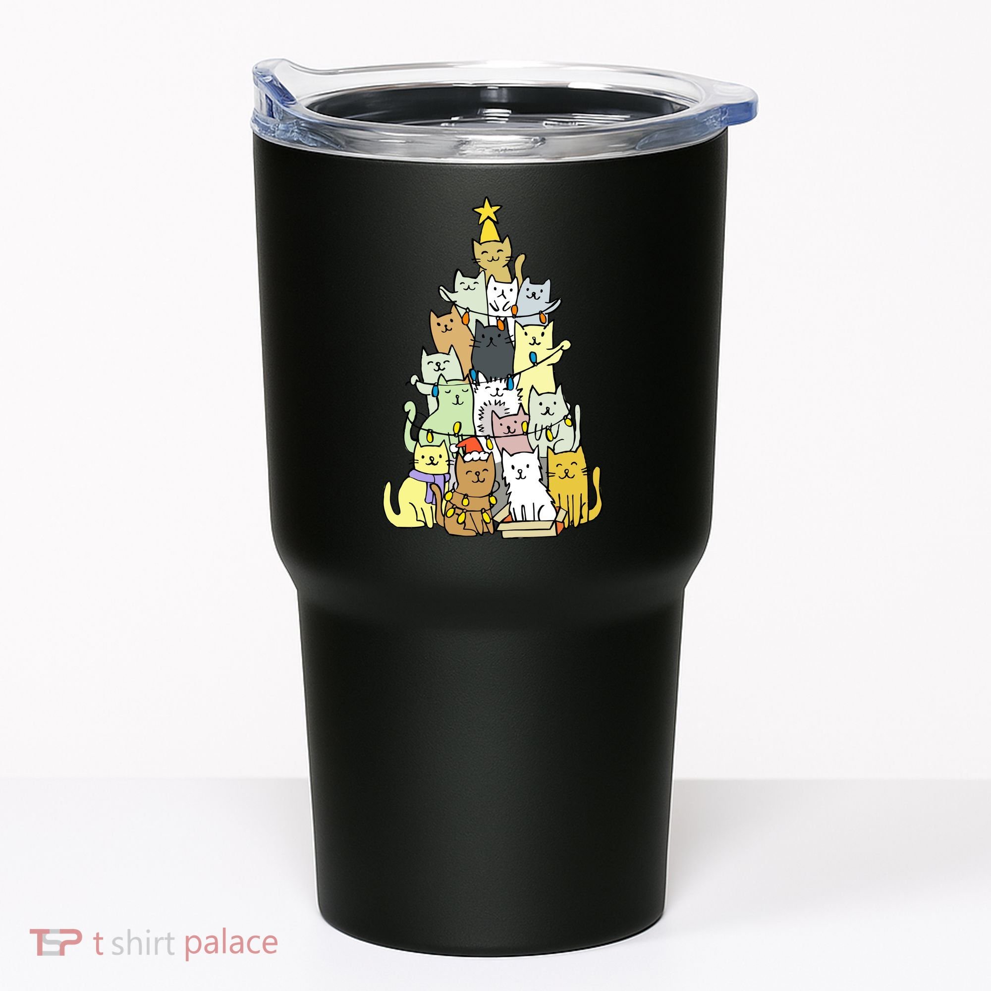 Funny Cat Christmas Tree Tumbler