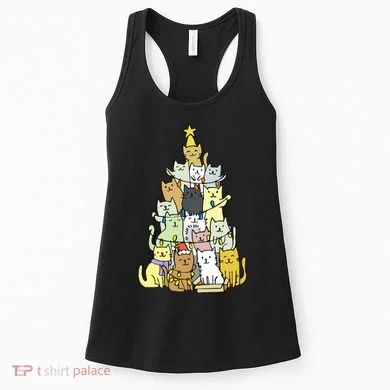 Funny Cat Christmas Tree Women's Tank Top