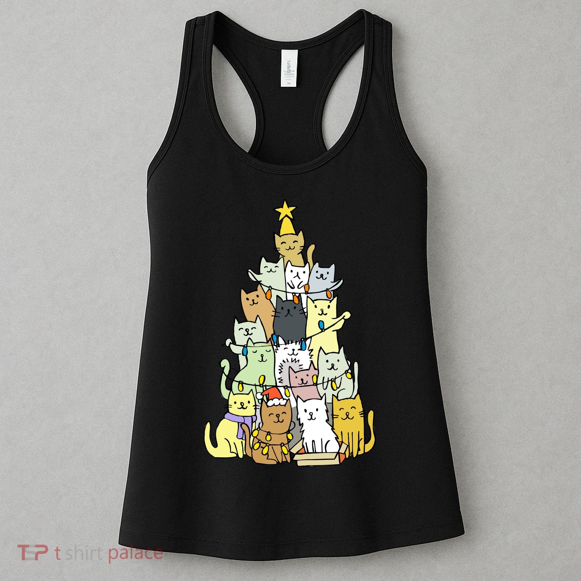 Funny Cat Christmas Tree Women's Tank Top