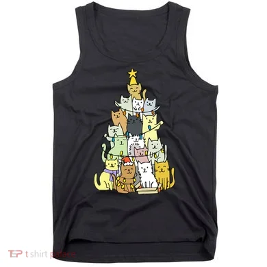 Funny Cat Christmas Tree Tank Top