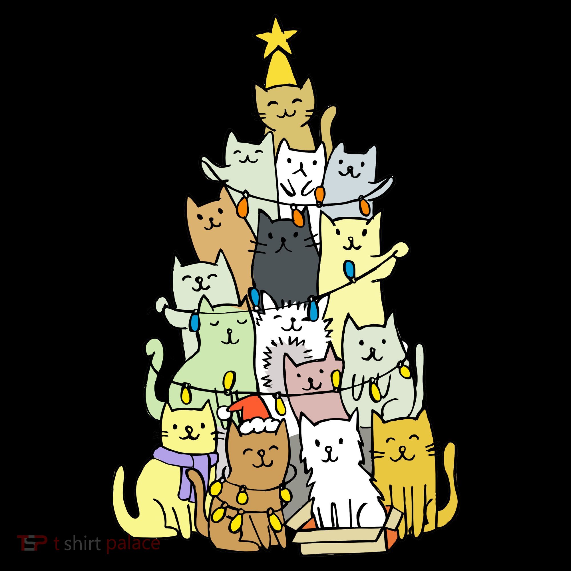 Funny Cat Christmas Tree Tank Top