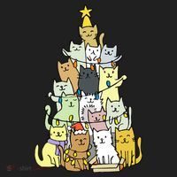 Funny Cat Christmas Tree Golf Towel thumb 3