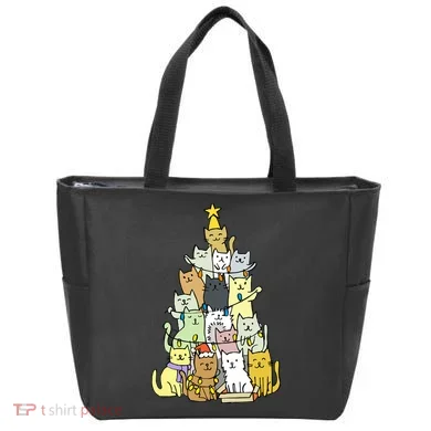 Funny Cat Christmas Tree Tote Bag