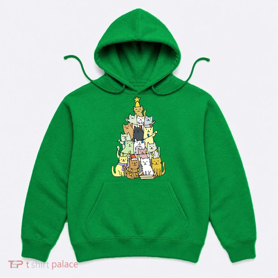 Funny Cat Christmas Tree Hoodie