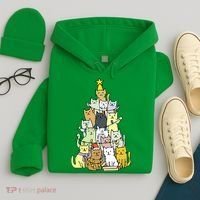 Funny Cat Christmas Tree Hoodie thumb 4