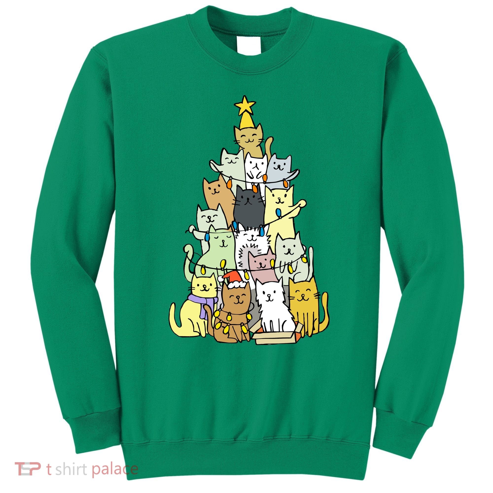 Funny Cat Christmas Tree Sweatshirt