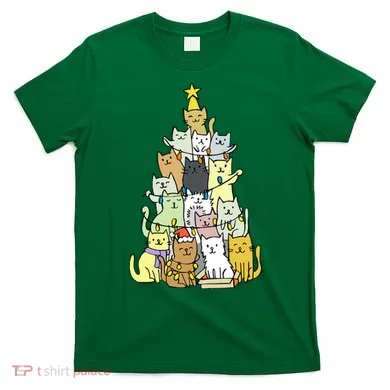 Funny Cat Christmas Tree T-Shirt