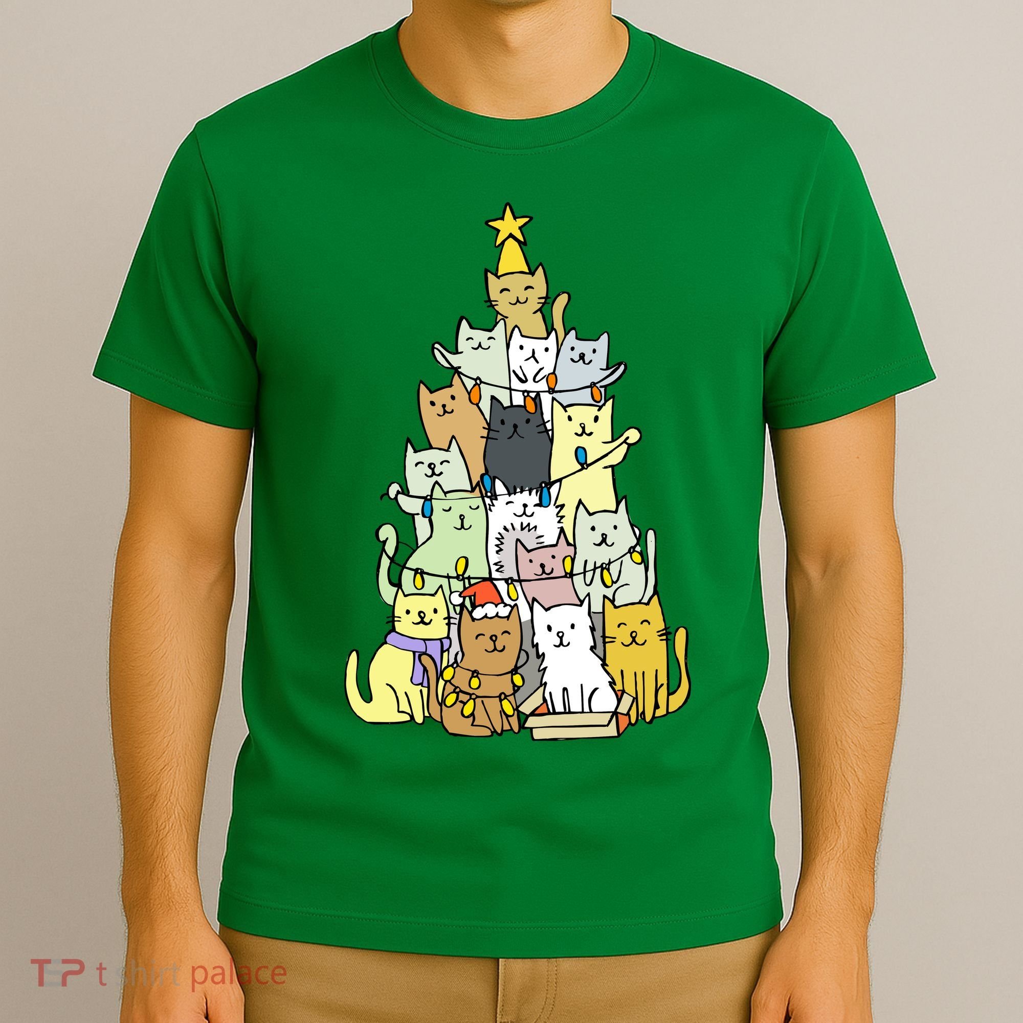Funny Cat Christmas Tree T-Shirt