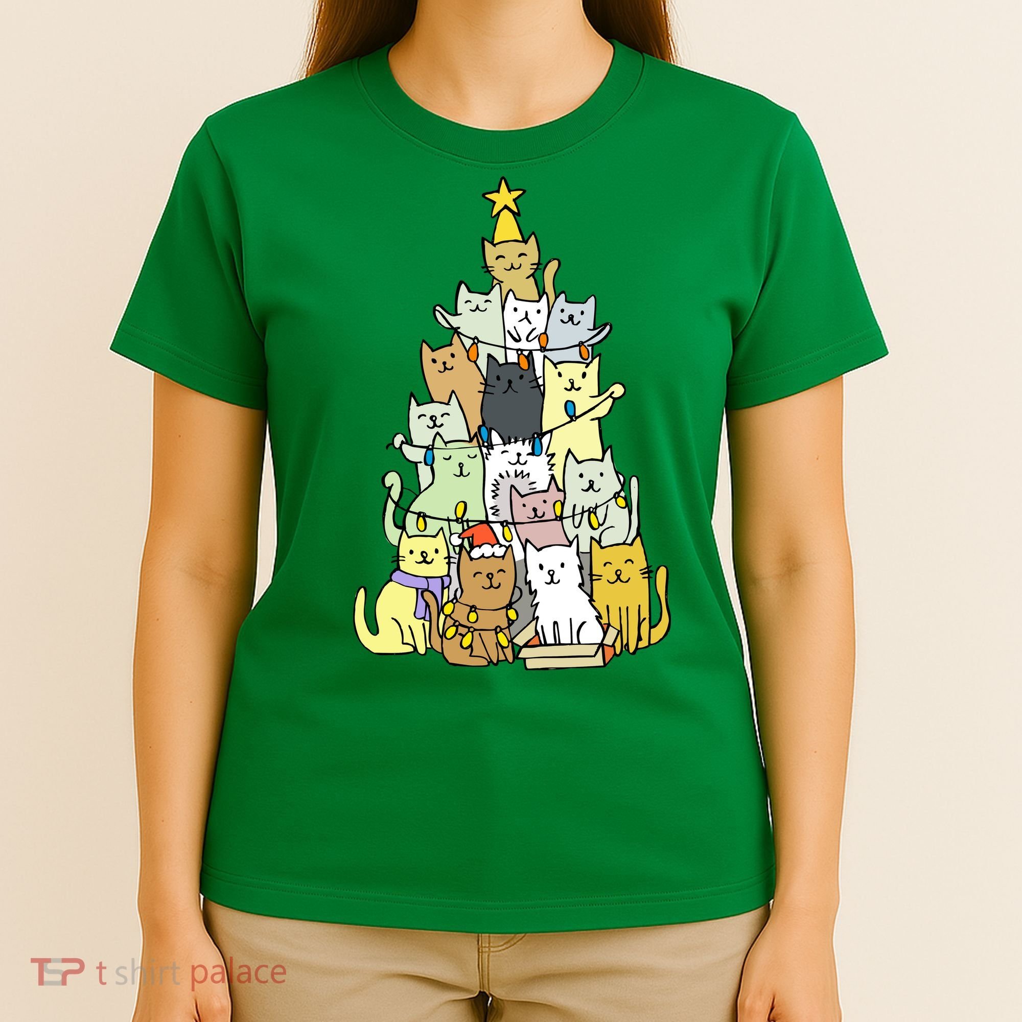 Funny Cat Christmas Tree T-Shirt