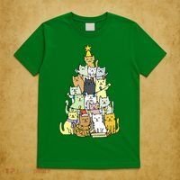 Funny Cat Christmas Tree T-Shirt thumb 5