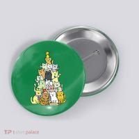 Funny Cat Christmas Tree Button thumb 0