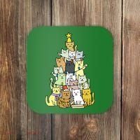Funny Cat Christmas Tree Coaster thumb 0