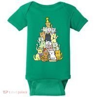 Funny Cat Christmas Tree Baby Bodysuit thumb 0