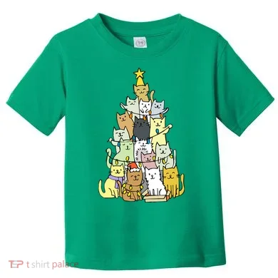 Funny Cat Christmas Tree Toddler T-Shirt