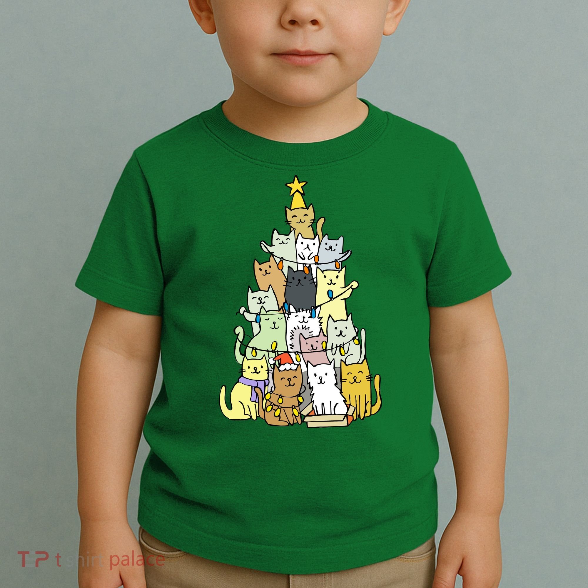 Funny Cat Christmas Tree Toddler T-Shirt