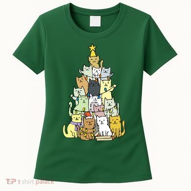 Funny Cat Christmas Tree Women's T-Shirt