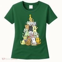 Funny Cat Christmas Tree Women's T-Shirt thumb 0