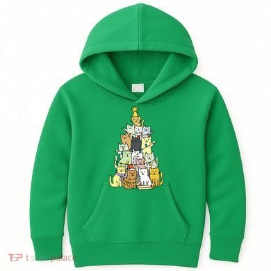 Funny Cat Christmas Tree Kids Hoodie